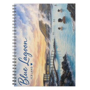 Blue Lagoon Iceland thermal bath watercolor Notebook