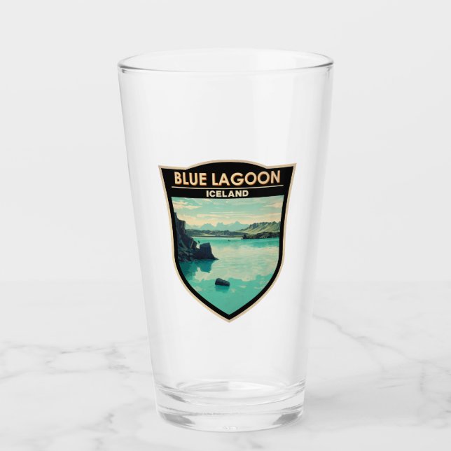 Blue Lagoon Iceland Travel Art Vintage Glass (Front)