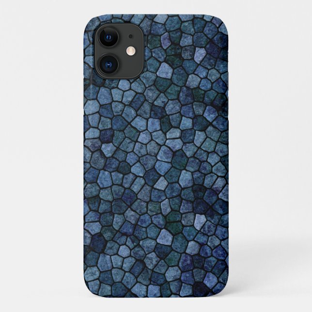 Blue Lagoon Midnight Cobbled Patchwork Terrazo Pat Case-Mate iPhone Case (Back)