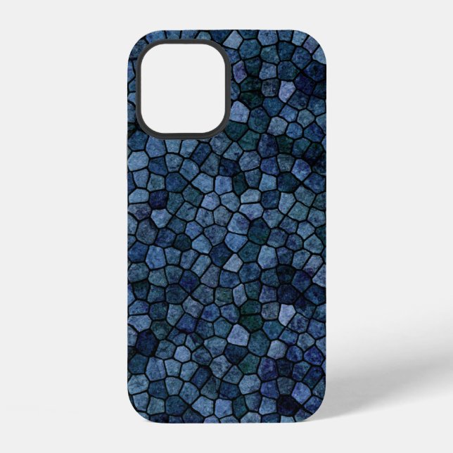 Blue Lagoon Midnight Cobbled Patchwork Terrazo Pat iPhone Case (Back)