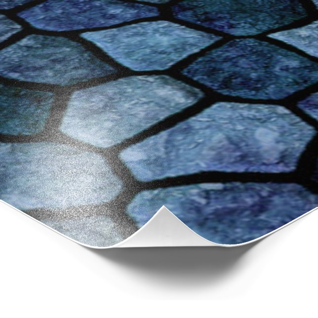 Blue Lagoon Midnight Cobbled Patchwork Terrazo Pat Photo Print (Corner)