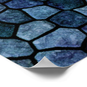 Blue Lagoon Midnight Cobbled Patchwork Terrazo Pat Poster