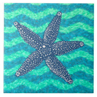 Blue Lagoon Nautical Starfish Design Tile
