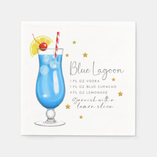 Blue Lagoon Recipe Cocktail Napkin