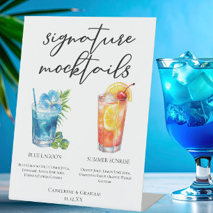 Blue Lagoon Summer Sunrise Mocktails Menu Pedestal Sign