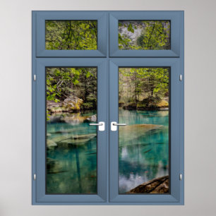 Blue Lagoon Window Scenery - Illusion Poster