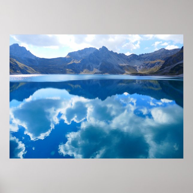 Blue lake, cloud landscape poster (Front)