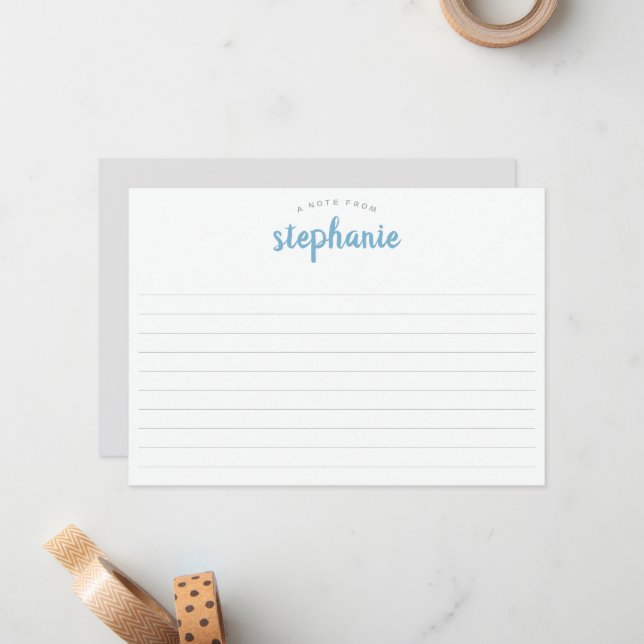 Blue Lake Playful Script, Lined Large Flat Card (Front/Back In Situ)