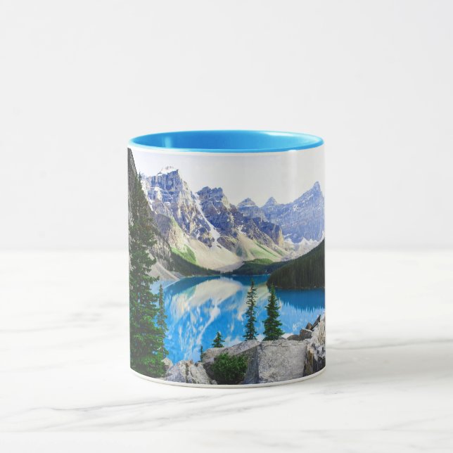 Blue Lake Rocky Mountain Pine Forest Mug (Center)