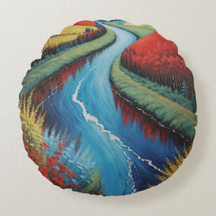 Blue lake round cushion