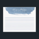 Blue Lake Water | Advice and Wishes |Bridal Shower Postcard<br><div class="desc">A unique card for your bridal shower guests to give you their advice and well wishes. It features a watercolor style blue stripe towards the top centre. Inside of this blue stain is a spot for your name and information. All elements of this item are unlocked and customisable, so have...</div>