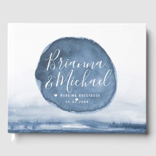 Blue Lake Water Stain Personalised Guest Book