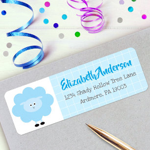 Blue Lamb Cute Sweet Modern Baby Shower Address