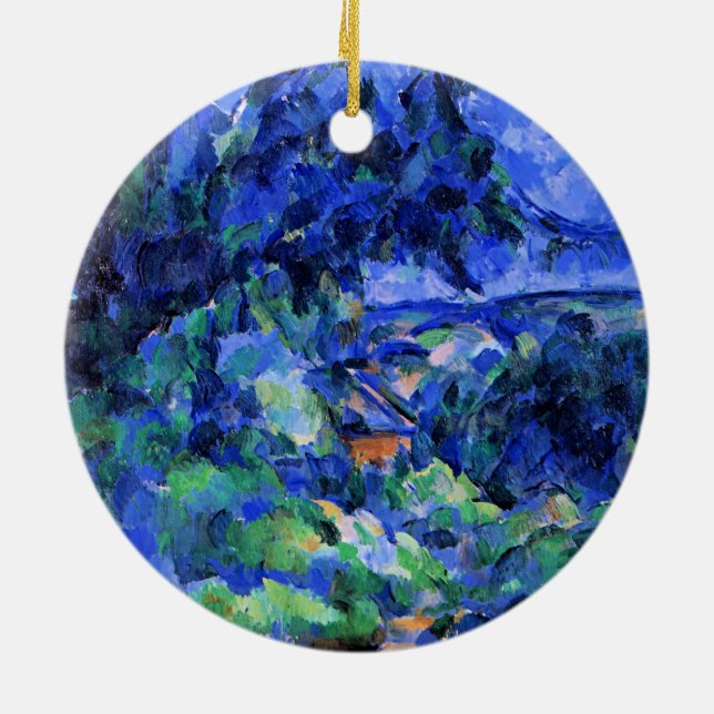 Blue Landscape by Paul Cezanne Ceramic Tree Decoration (Back)