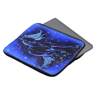 Blue Laptop Sleeve Horse Running At Night 