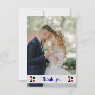 Blue Las Vegas Wedding Photo Thank You Card