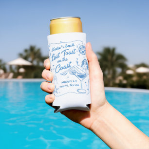 Blue Last Toast Beach Bachelorette Party Seltzer C Can Cooler