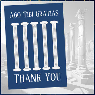 Blue Latin Teacher Thank You Card
