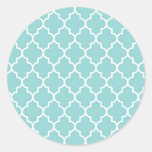Blue Latticework, Quatrefoil, Moroccan Trellis Classic Round Sticker