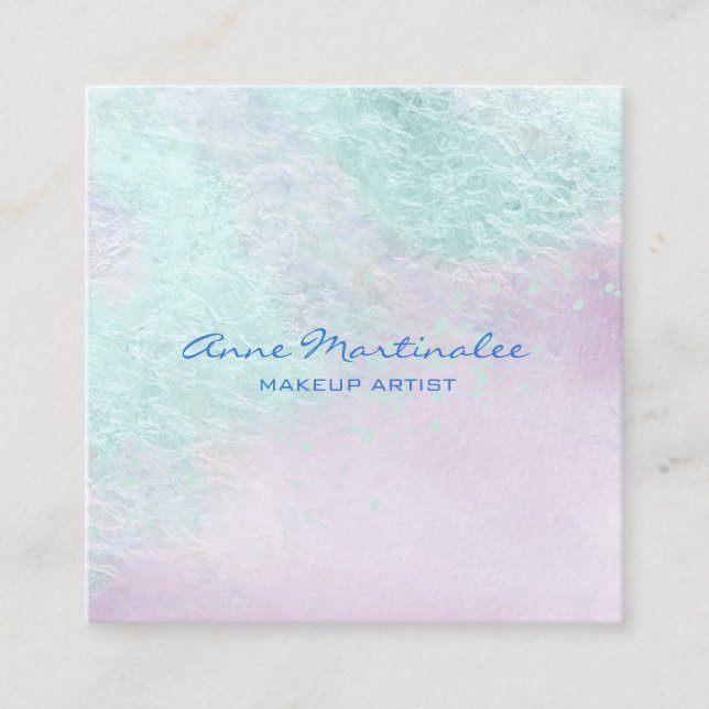 Blue Lavender Abstract Square Business Card (Front)