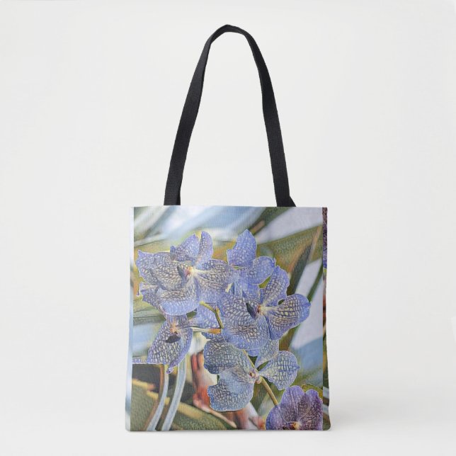 Blue lavender coloured orchid flowers tote bag (Front)