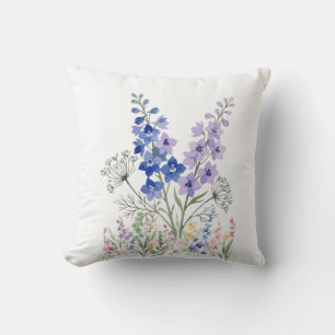 Blue & Lavender Countryside Floral Cushion – Flowe