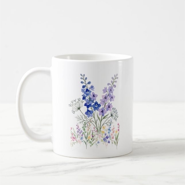 Blue & Lavender Countryside Floral Mug – Delicate  (Left)