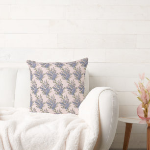 Blue Lavender Floral Bouquet Pattern Cushion