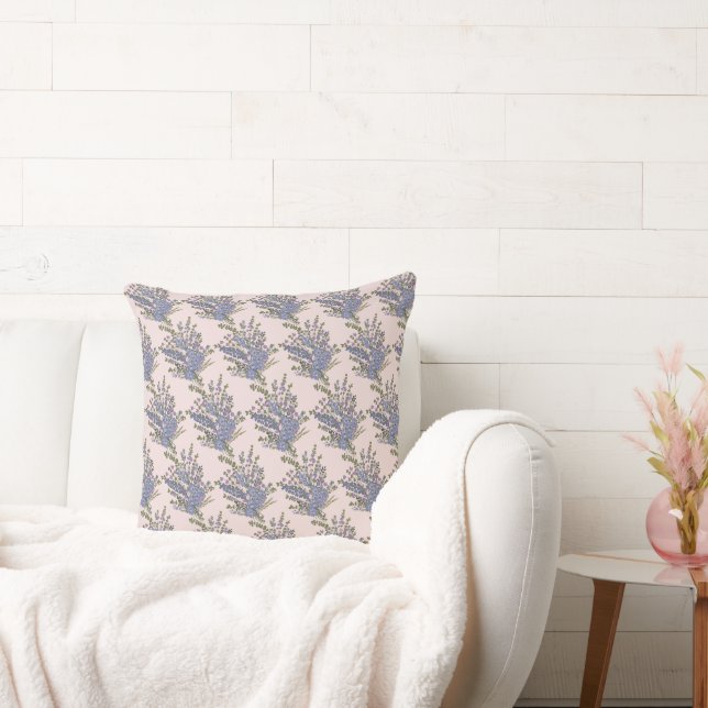 Blue Lavender Floral Bouquet Pattern  Cushion (Couch)