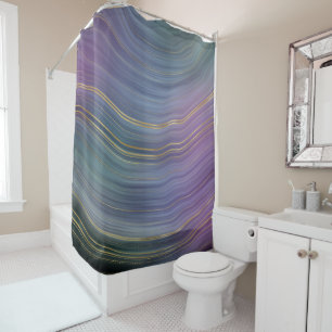 Blue & Lavender Marble Shower Curtains