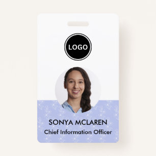 Blue Lavender Modern Stylish Minimalist ID Badge