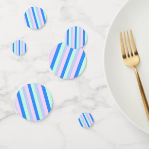 Blue, Lavender, Pink & Pastel Mint Green Stripes Confetti