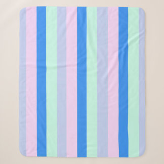 Blue, Lavender, Pink & Pastel Mint Green Stripes Sherpa Blanket