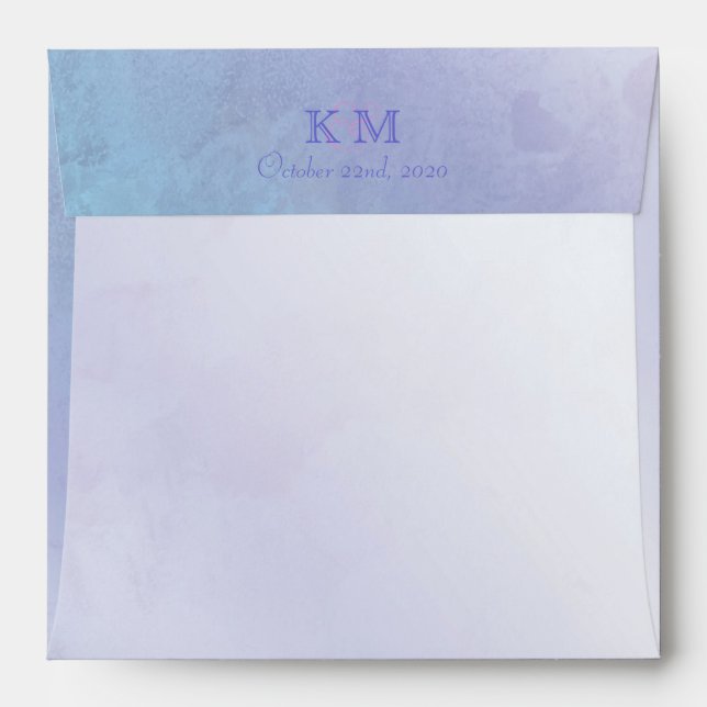 Blue Lavender Purple Ombre Wedding Envelopes (Back (Top Flap))