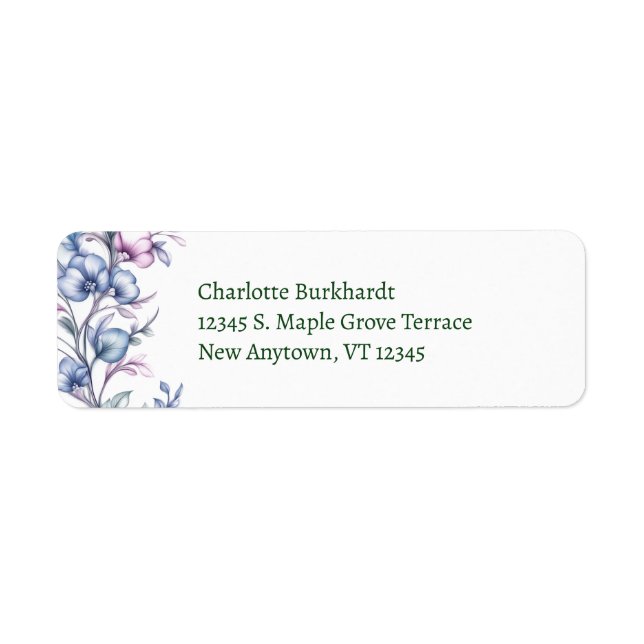 Blue Lavender Watercolor Floral Vine (Front)