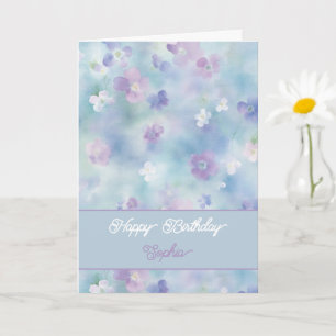 Blue Lavender White Purple Flowers Birthday Card