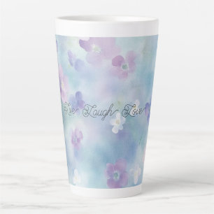 Blue Lavender White Purple Flowers Latte Mug