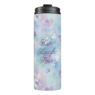 Blue Lavender White Purple Flowers Thermal Tumbler