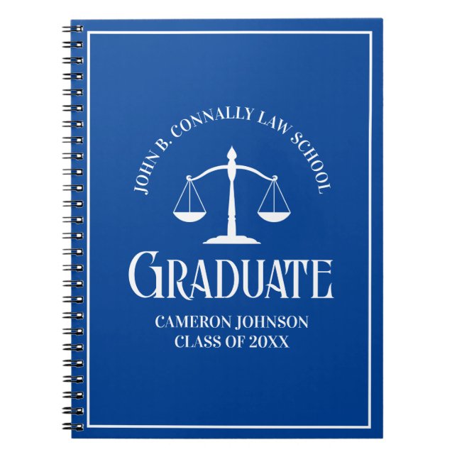 Blue Law School Graduate Personalised Graduation Notebook (Front)