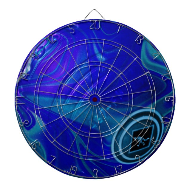 Blue Lawn Bowl, Dartboard With Darts (Front)