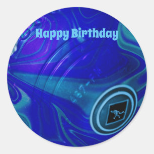 Blue Lawn Bowl, Round Birthday Stickers