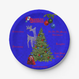 Blue Lawn Bowls Christmas Design, Paper Plate