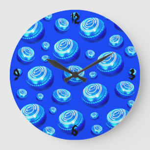 Blue Lawn Bowls Oil Paint Design, Large Clock