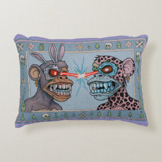 Blue Lazer-Eyed Apes Turkish-ish Rug Decorative Cushion
