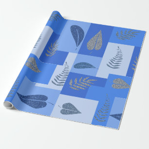 Blue Leaf Abstract Wrapping Paper