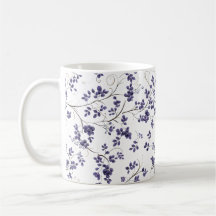 Blue Leaf Pattern Coffee Mug