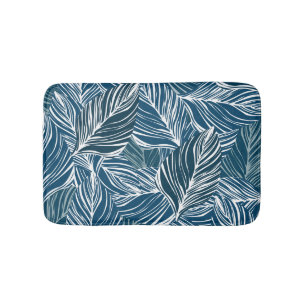 Blue Leaf Pattern: Vintage Wallpaper. Bath Mat