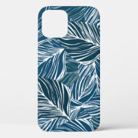Blue Leaf Pattern: Vintage Wallpaper.