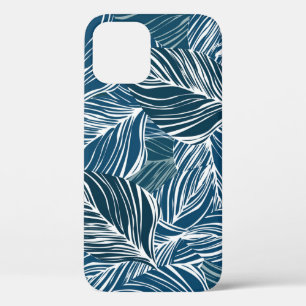 Blue Leaf Pattern: Vintage Wallpaper. iPhone 12 Case
