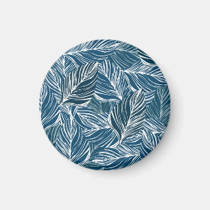 Blue Leaf Pattern: Vintage Wallpaper. Magnet